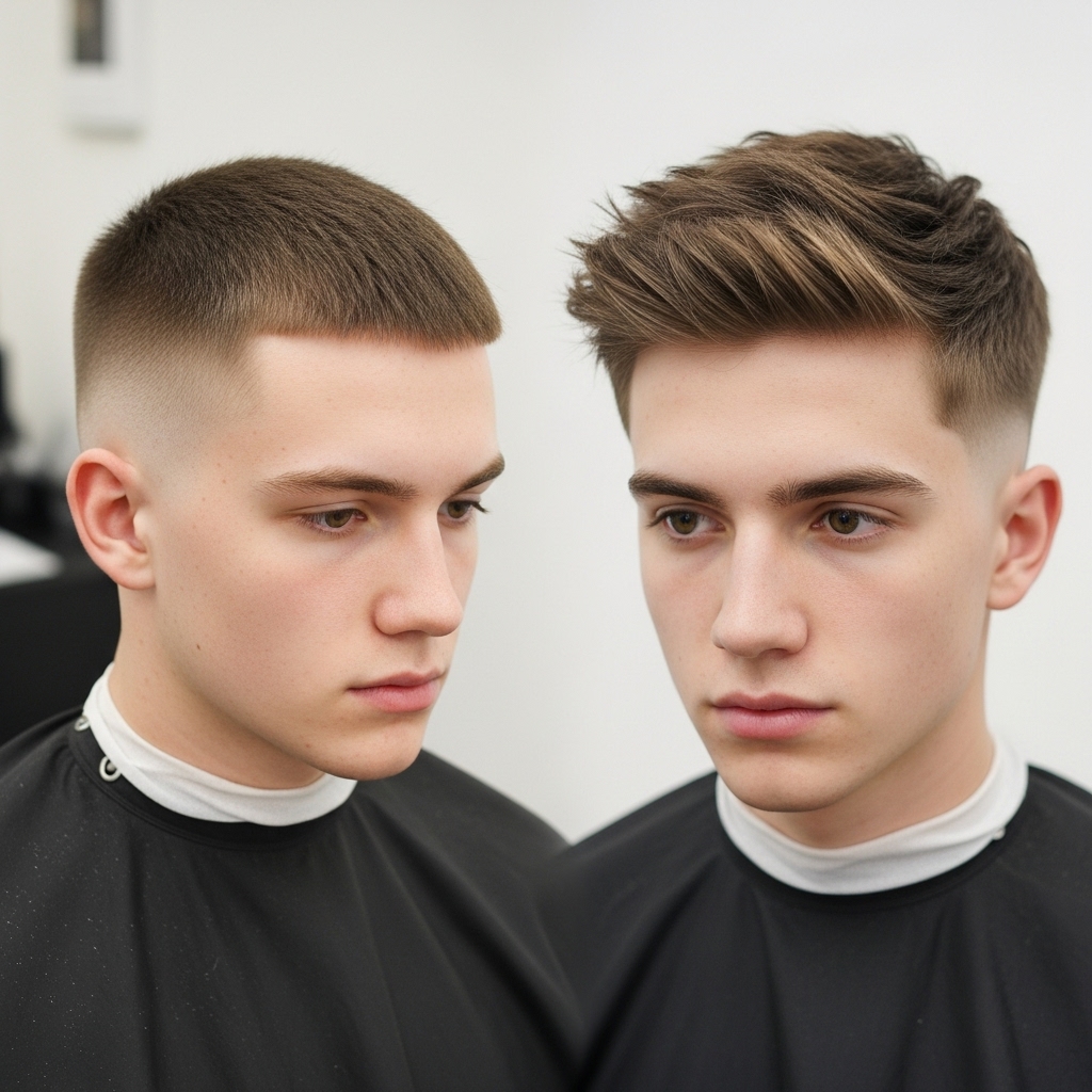 Classic vs textured crew cut comparison