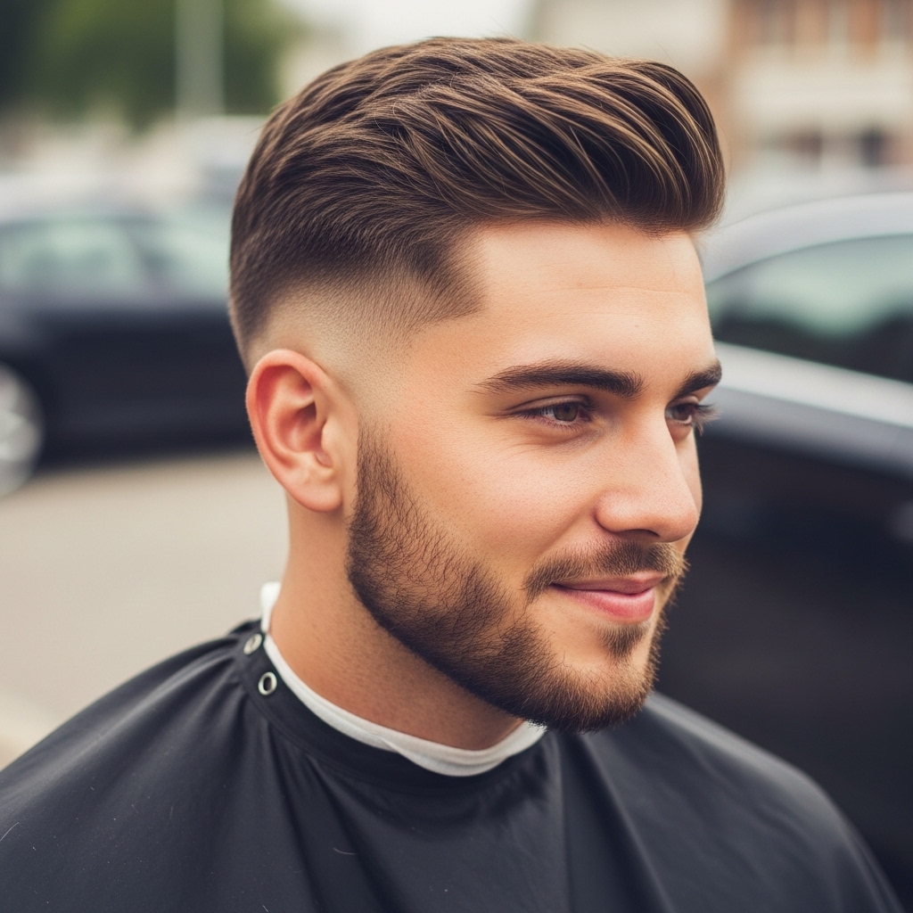 Crew cut with short beard style