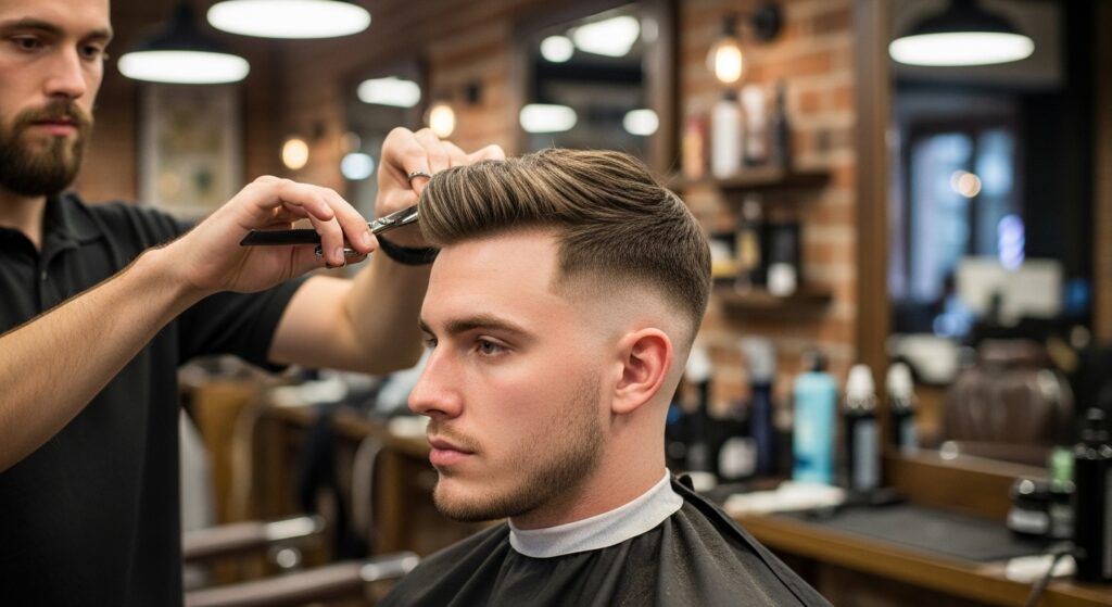  Textured crop haircut on oval face shape male