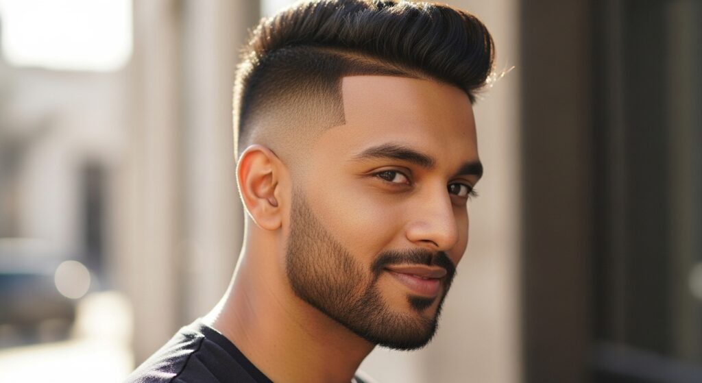 Short quiff hairstyle for Indian male with oval face shape