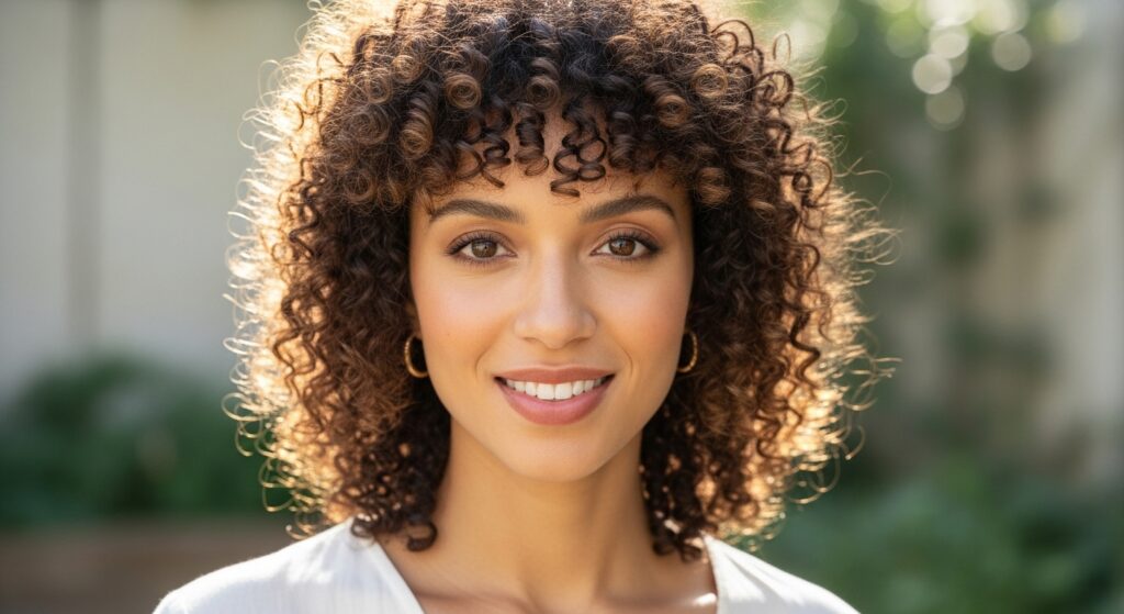 Light curly mullet haircut for loose curls