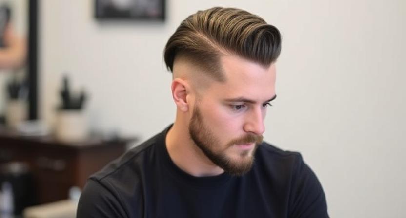 Straight hair worn natural on top with a low taper.