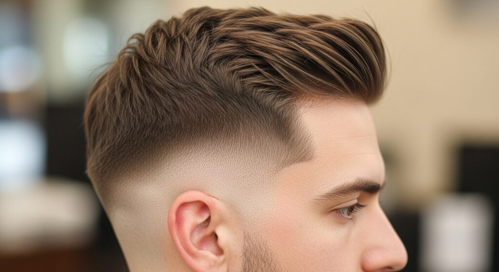 Low taper fade with textured crop for men