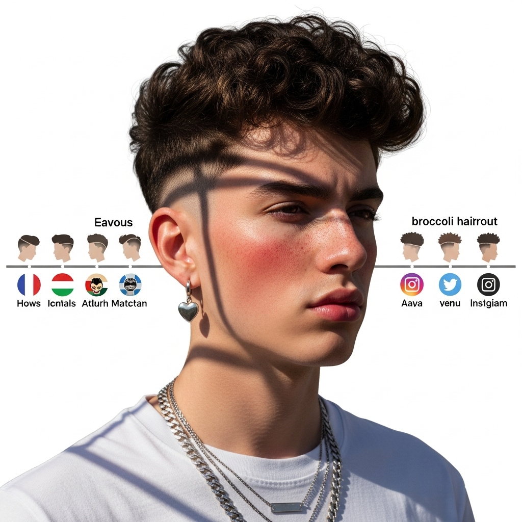 Visual timeline showing broccoli haircut evolution across countries and apps.

