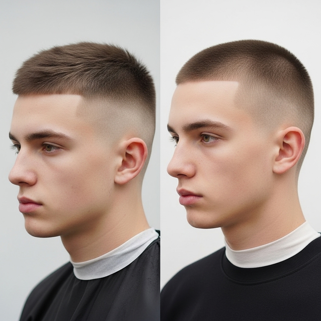 Contrast between the crew cut and the buzz cut