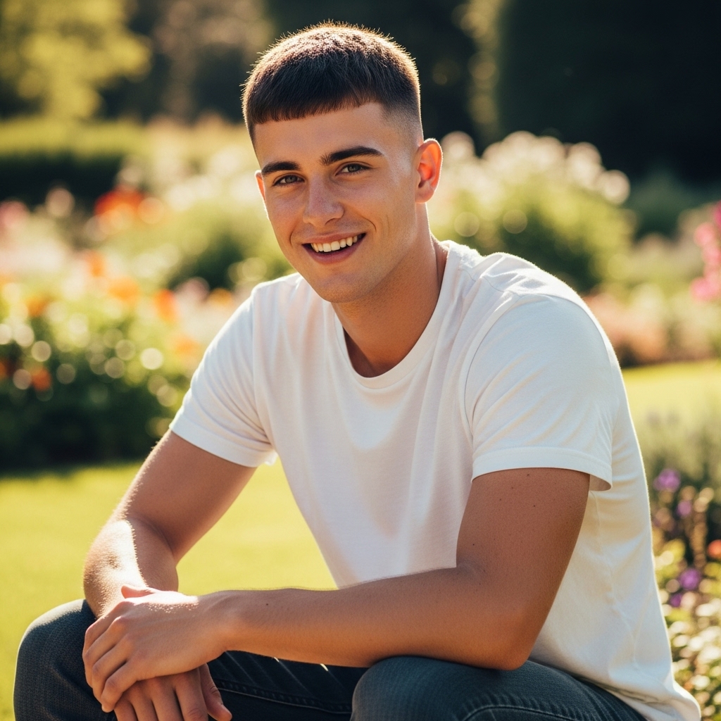 Medium length crew cut with textured look