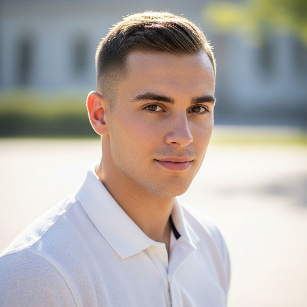A crew cut hairstyle for receding hairlines
