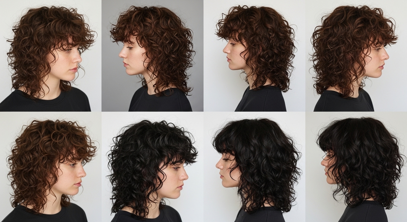 curly hair mullet