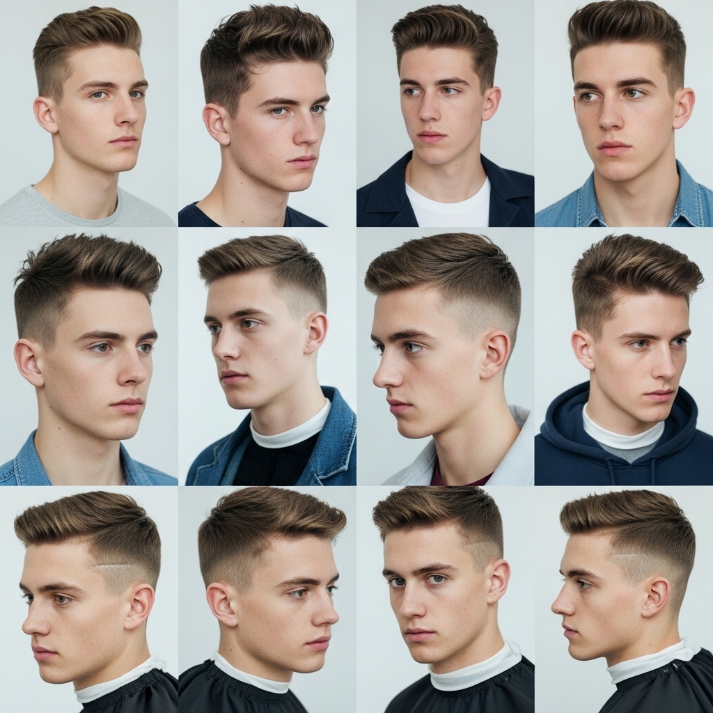 Series of fashionable men's crew cut styles