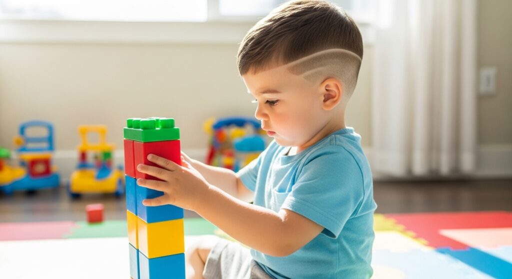Fade little boy buzz cut toddler hairstyle