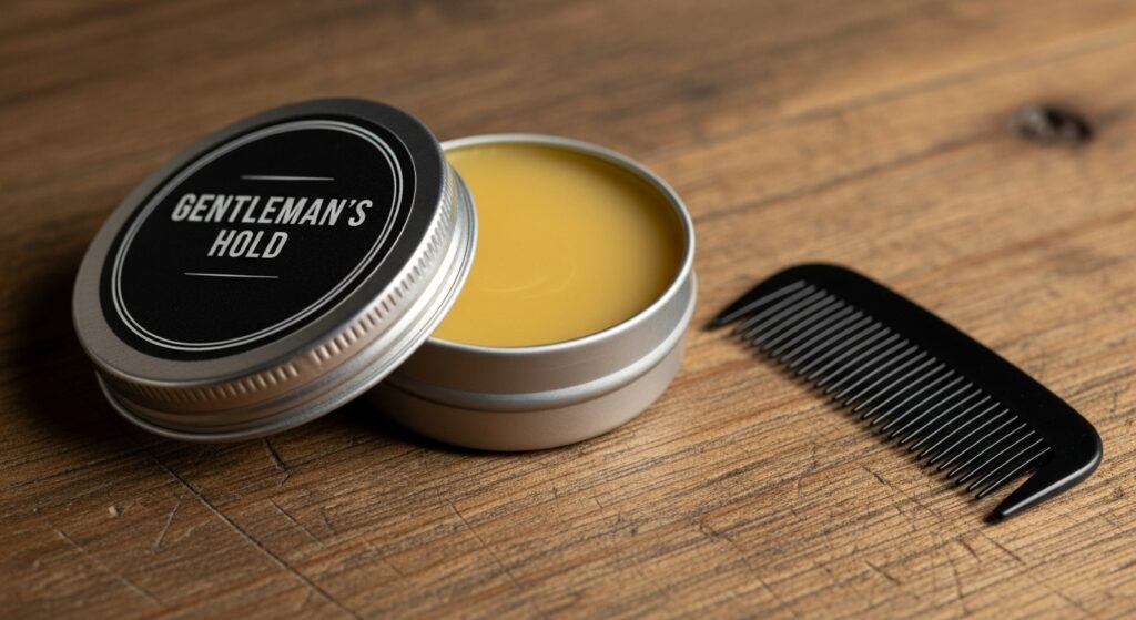 "Affordable moustache wax tin under ₹50."