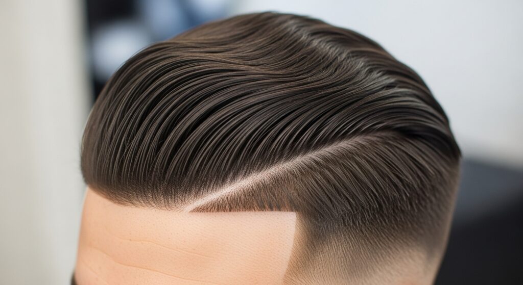 Man with side part haircut for work)