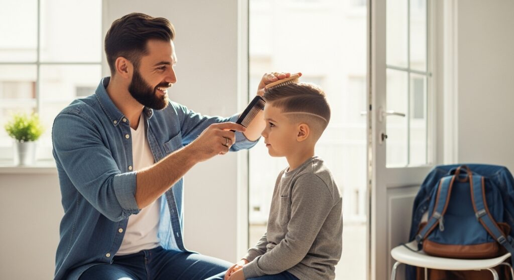  Parent styling low fade kids haircut at home