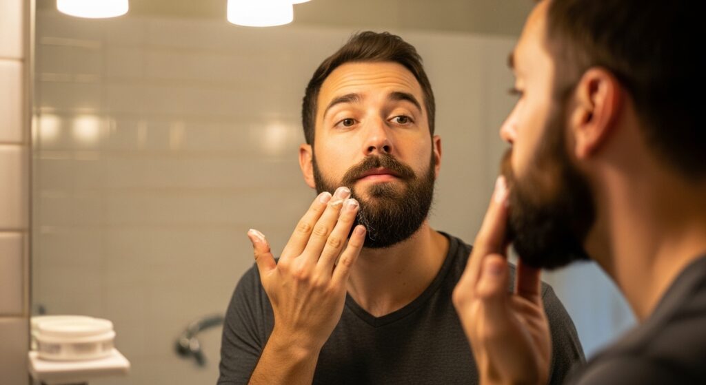 Beard balm application for styling