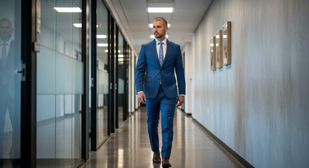 Buzz cut hairstyle man in professional outfit