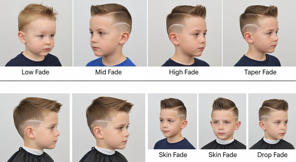  Comparison chart of kids fade haircut types