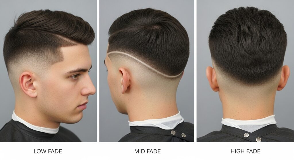 "Different types of skin fades comparison")