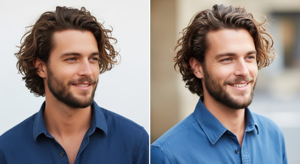 Different men hairstyles comparison collage