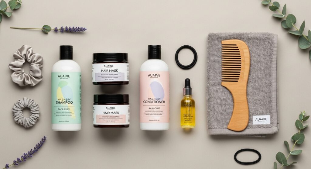 Men’s hair styling products for side-swept undercut.