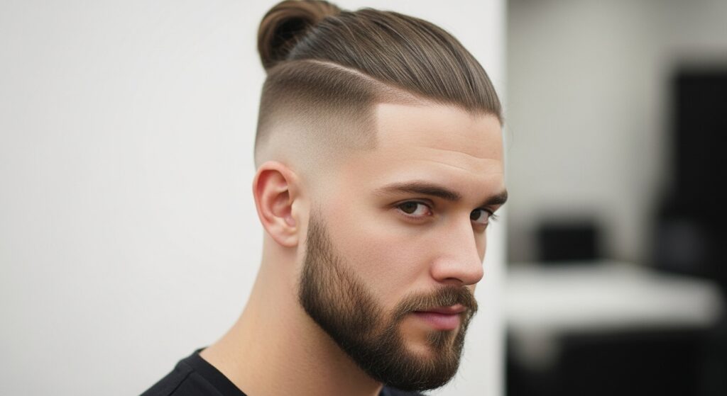 Viking-inspired short haircut with textured crop look.