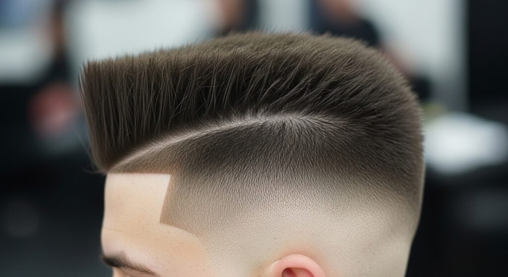 The high and tight flat top haircut with a sharp fade.
