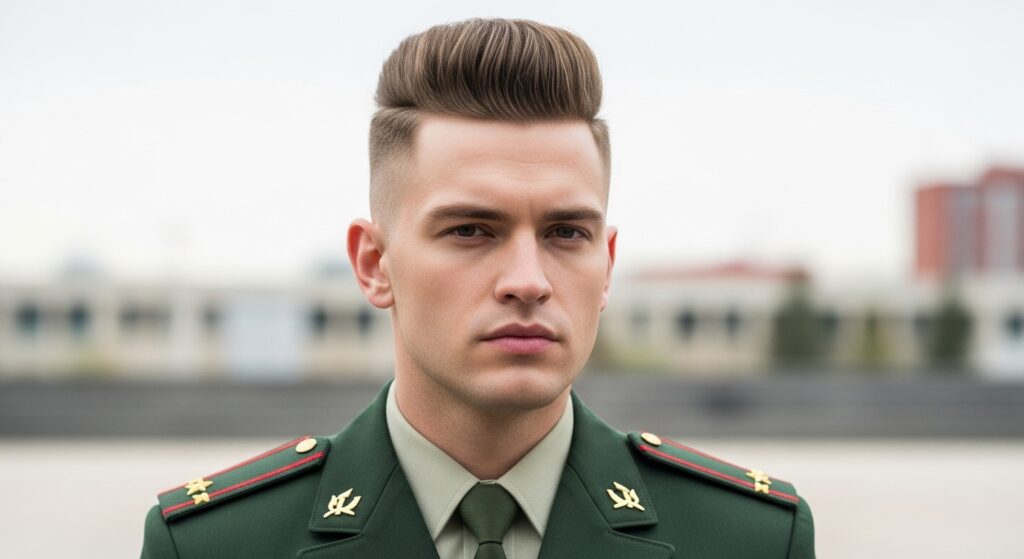 Classic military high and tight haircut style”)