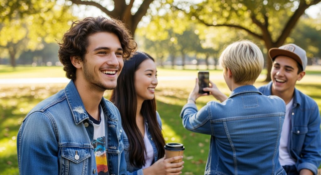 Teen boy with trendy curly haircut style in 2025.