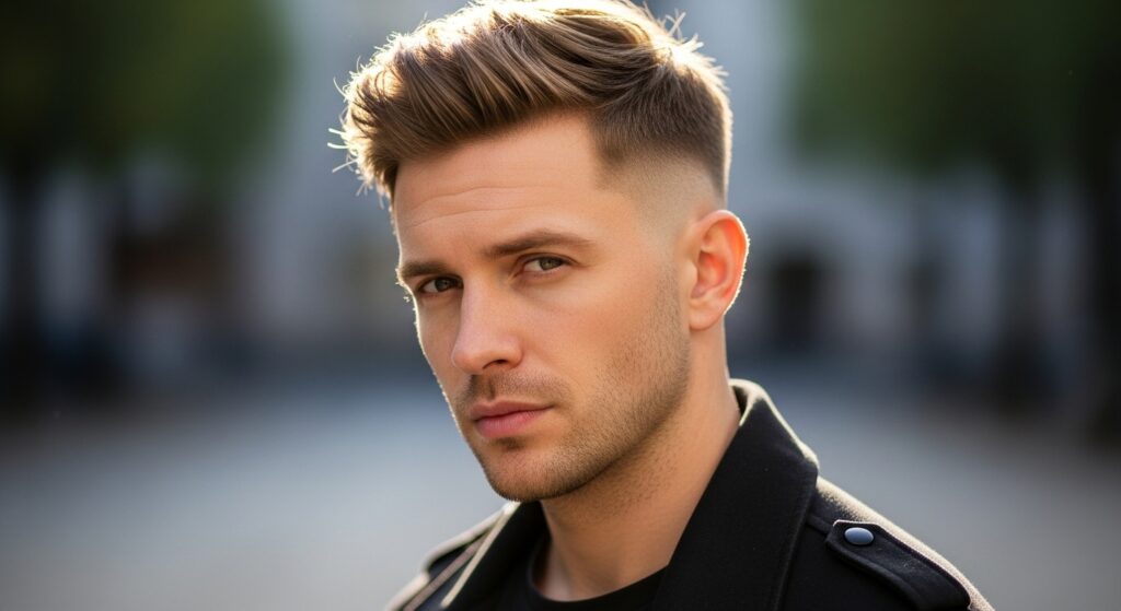 (Image idea: a man in his late 20s with a sharp textured crop under natural light.
Alt tag: man with textured crop haircut in a casual setting)