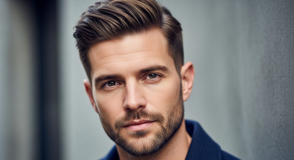 beard and hairstyle combo for diamond face shape)