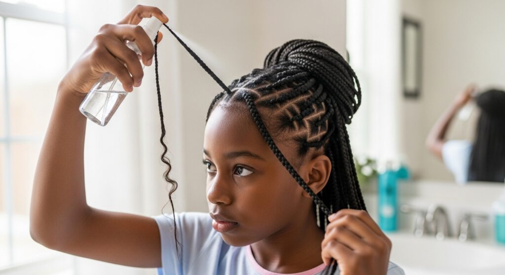 "moisturizing braids with a spray bottle"